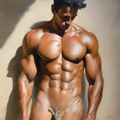 The artist delicately captured the beauty of the male form, including every detail of the foreskin in his painting.