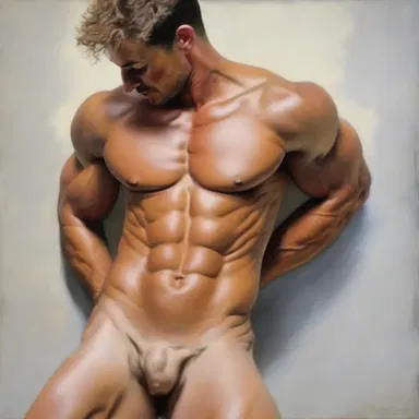 The artist delicately captured the beauty of the male form, including every detail of the foreskin in his painting.
