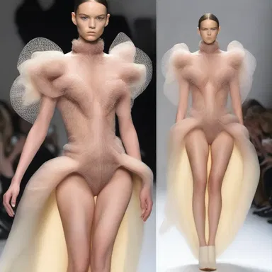 The avant-garde fashion designer showcased a dress with intricate details resembling a clitoral foreskin.
