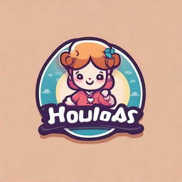 Create a cute, cartoon-style Korean-inspired logo with the name 'Houda's Touch' worked into the design.