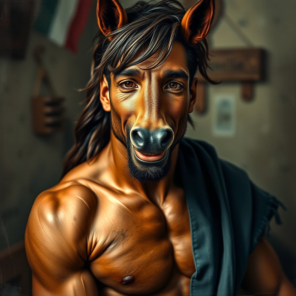 A captivating representation of Antonio, a sexy 31-year-old Italian stallion, embodying passion and warmth
