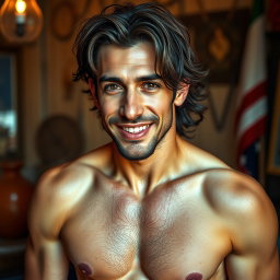 A captivating representation of Antonio, a sexy 31-year-old Italian stallion, embodying passion and warmth