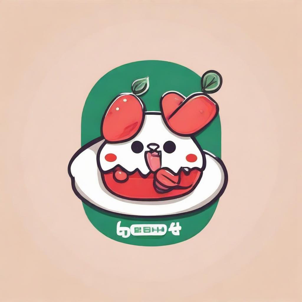 Create a cute, cartoon-style Korean-inspired logo with the name 'Houda's Touch' worked into the design.