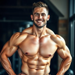 An impressive portrait of Chris, a really sexy fitness model showcasing a ripped physique that exemplifies discipline and dedication to health