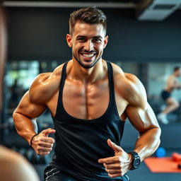 A captivating portrait of Jordan, a really sexy personal trainer, showcasing an athletic build that reflects his commitment to fitness