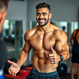 A captivating portrait of Jordan, a really sexy personal trainer, showcasing an athletic build that reflects his commitment to fitness
