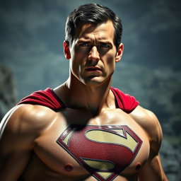 A strikingly realistic portrait of Clark, a 32-year-old man embodying the essence of 'Man of Steel'