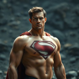 A strikingly realistic portrait of Clark, a 32-year-old man embodying the essence of 'Man of Steel'