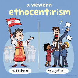 A humorous cartoon illustrating the theme of Western ethnocentrism