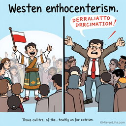 A humorous cartoon illustrating the theme of Western ethnocentrism