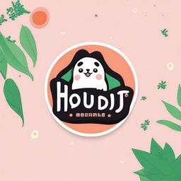 Create a cute, cartoon-style Korean-inspired logo with the name 'Houda's Touch' worked into the design.