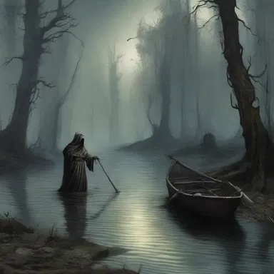 According to Greek mythology, the river Styx separates the world of the living from the world of the dead and is said to flow through a marshy landscape.