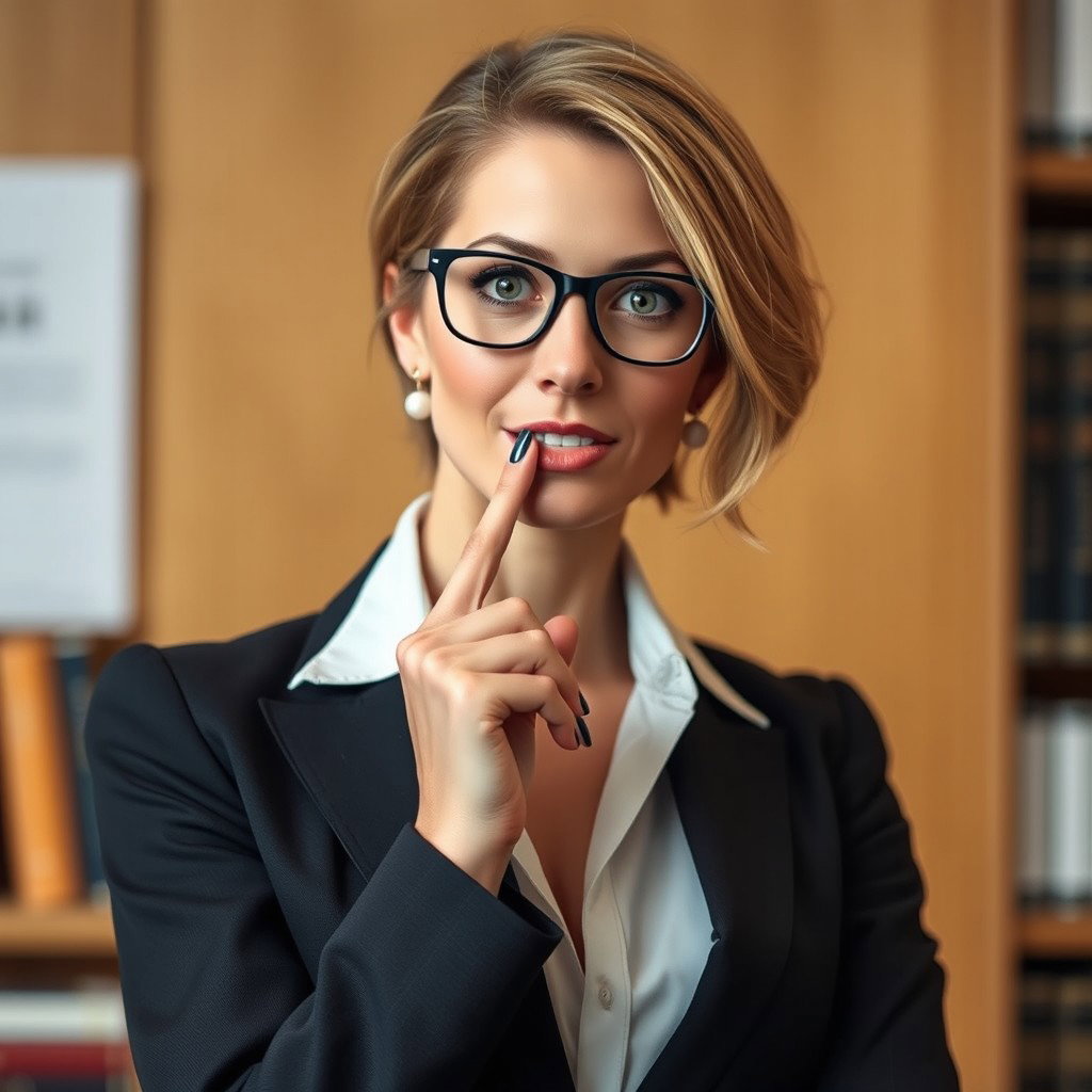 A captivating image of Professor Claire, a 41-year-old woman who embodies the essence of an intelligent and seductive teacher