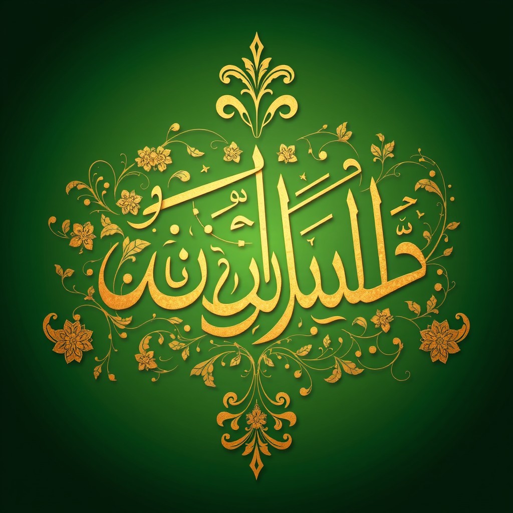 Intricate Arabic calligraphy featuring beautiful swirling letters, showcasing a blend of traditional and modern styles