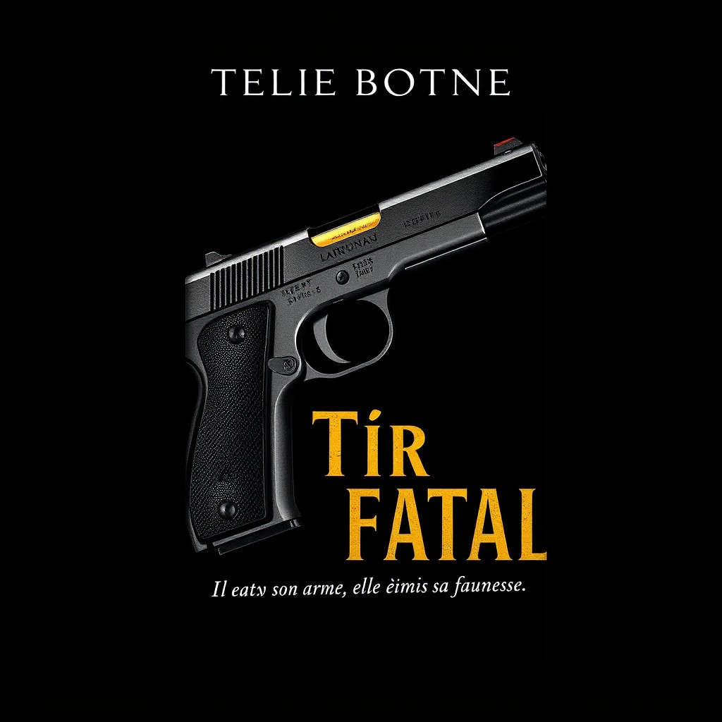 A dark romance book cover design featuring a prominent pistol as the central element