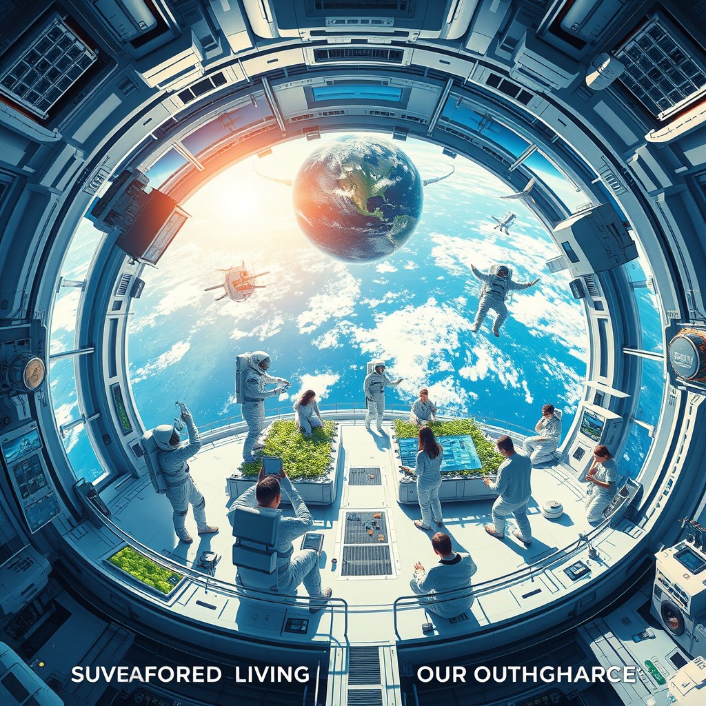 A captivating poster showcasing the concept of living in space