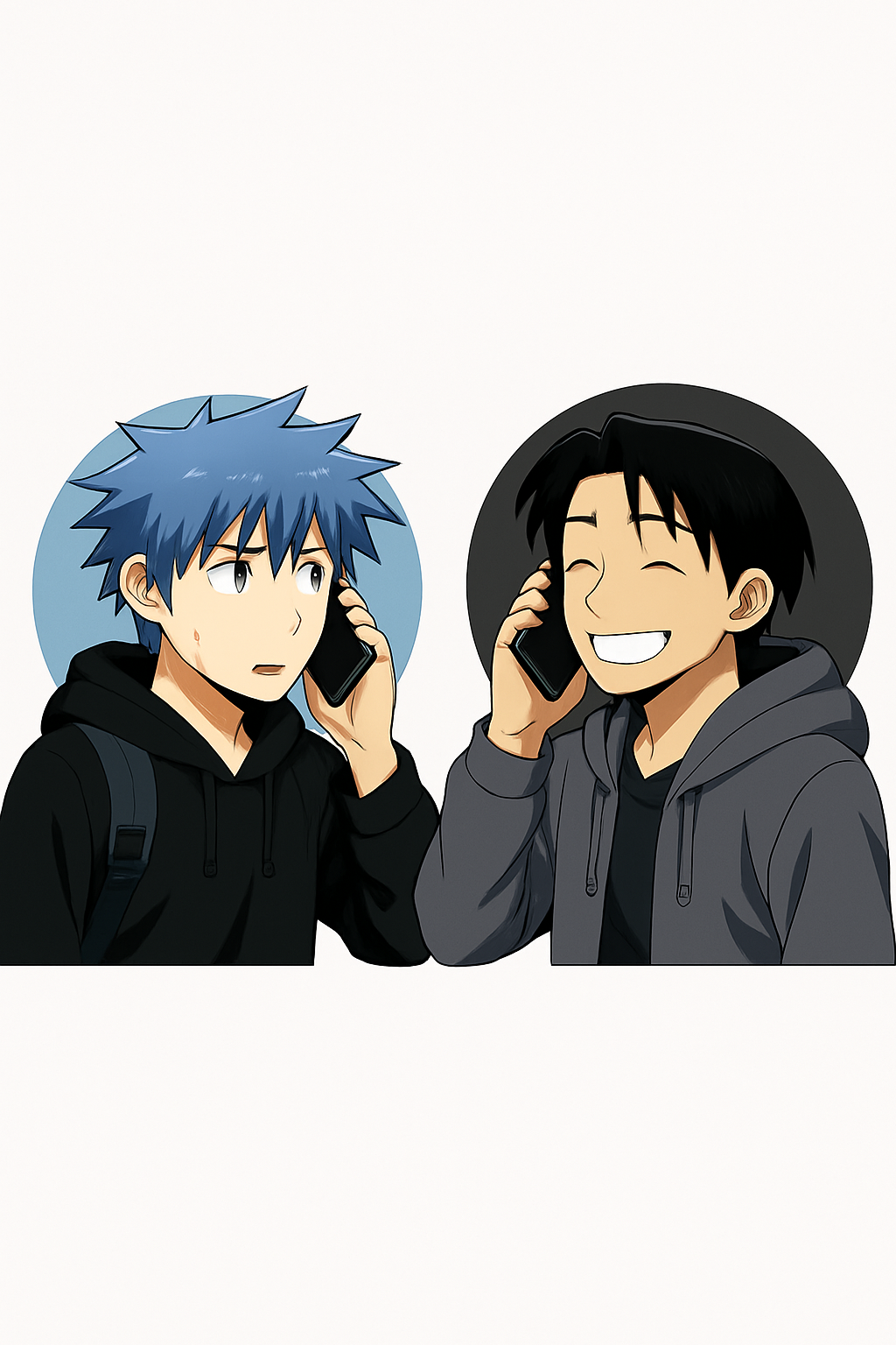 both avatars talking on phone