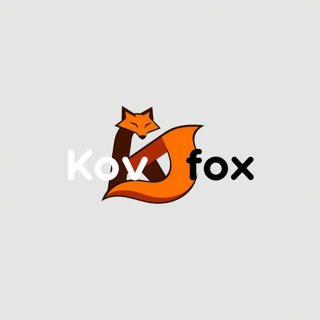 A modern logo design for 'Kovffox' featuring a stylized fox silhouette integrated into the letter 'K'