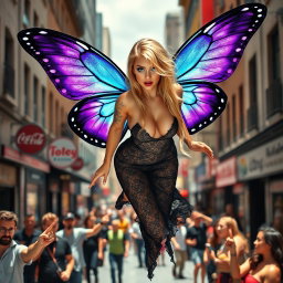 A captivating photographic image set on a lively street scene