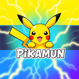 A vibrant and eye-catching nameplate featuring Pikachu, the beloved electric Pokémon, showcased prominently in the center
