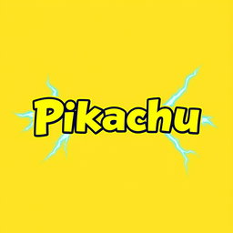 A visually striking nameplate featuring the name 'Pikachu' in large, playful letters