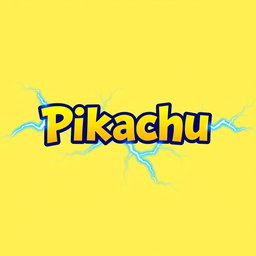 A visually striking nameplate featuring the name 'Pikachu' in large, playful letters