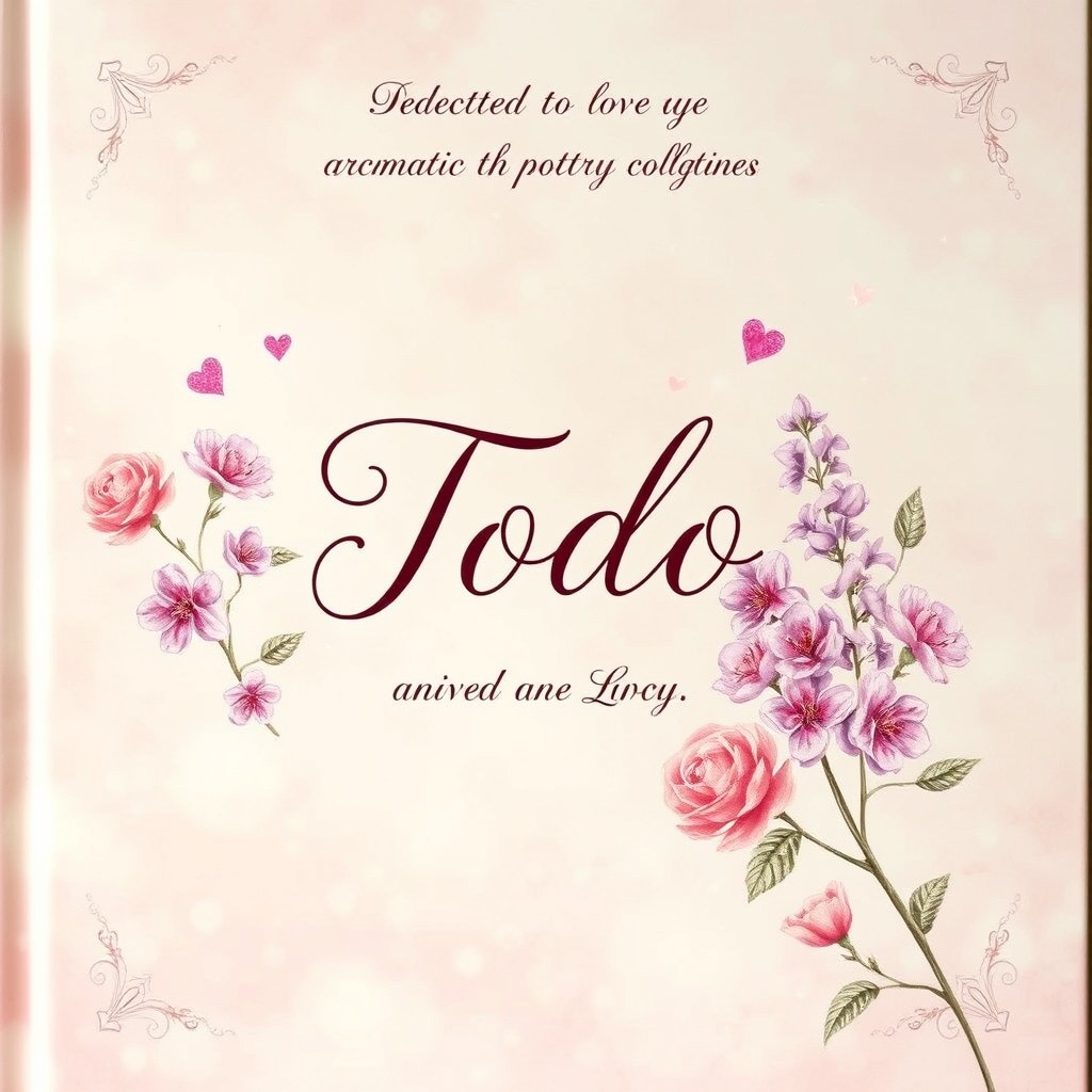 A romantic and enchanting book cover for a poetry collection titled "Todo", dedicated to love and intended specifically for her
