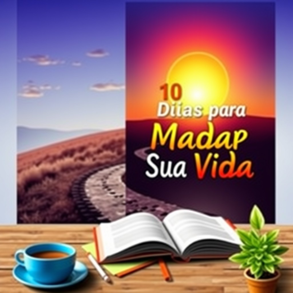 A visually striking book cover for a personal development book titled "10 Dias para Mudar Sua Vida"