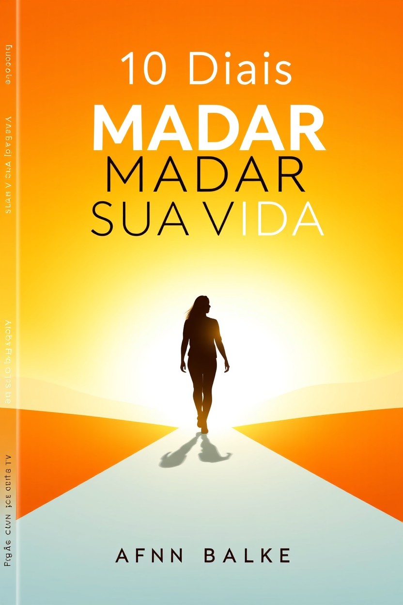 An inspiring and modern book cover for a personal development book titled "10 Dias para Mudar Sua Vida", conveying themes of transformation, growth, and self-discovery