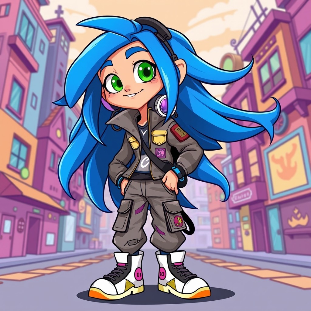 Design a unique character for OpenToonz, featuring an adventurous humanoid with a vibrant personality