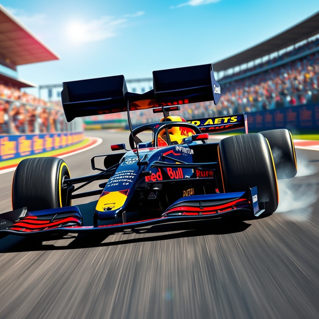 A highly detailed and realistic depiction of the Red Bull RB21 Formula One car
