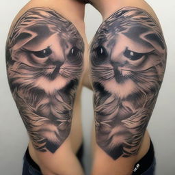 An impressive tattoo-style image depicting a small animal