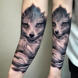 An impressive tattoo-style image depicting a small animal