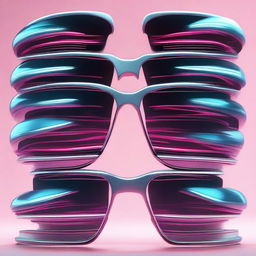 Multiple layers of futuristic digital glasses stacked on top of each other in an aesthetically pleasing manner