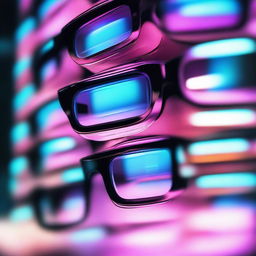 Multiple layers of futuristic digital glasses stacked on top of each other in an aesthetically pleasing manner