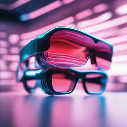 Multiple layers of futuristic digital glasses stacked on top of each other in an aesthetically pleasing manner