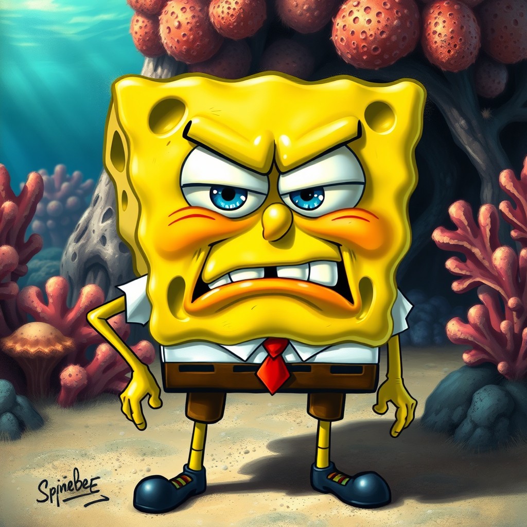 Unleash the Fury: Realistic Angry SpongeBob SquarePants
