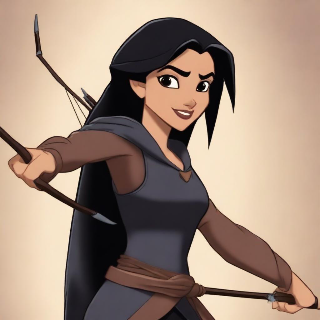 A high-quality animated image of a human character with caramel skin, chocolate brown eyes, and black hair