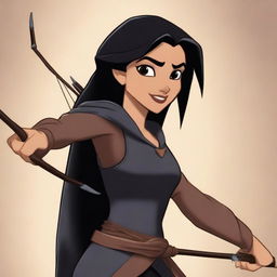 A high-quality animated image of a human character with caramel skin, chocolate brown eyes, and black hair