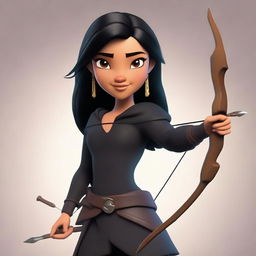 A high-quality animated image of a human character with caramel skin, chocolate brown eyes, and black hair