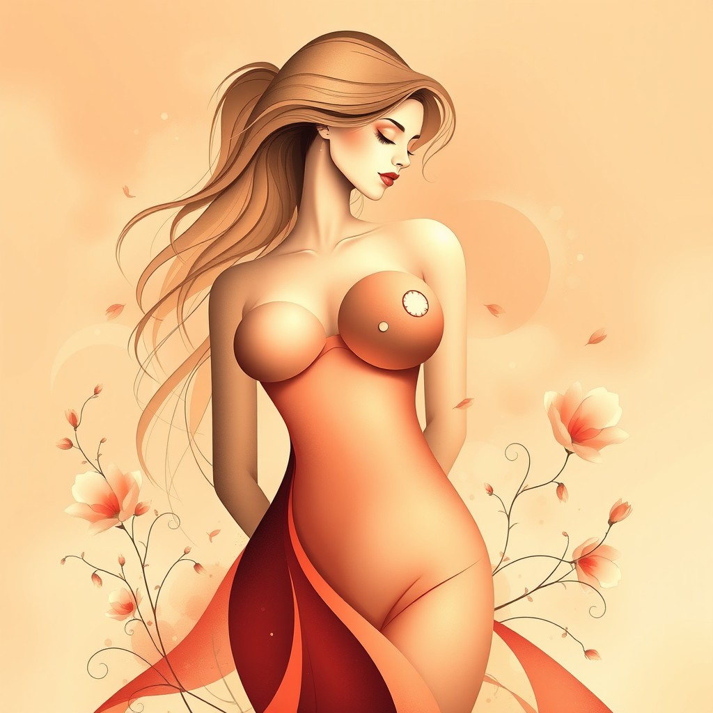 A beautifully composed, artistic representation of an abstract female figure that celebrates femininity, featuring soft, flowing lines and elegant curves