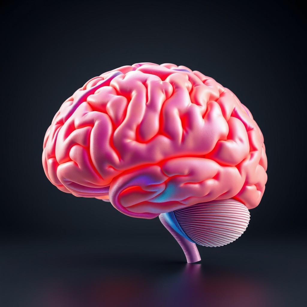 A highly detailed 3D rendering of a human brain showcasing its anatomical structure and intricate neural pathways, with vibrant colors highlighting different regions of the brain