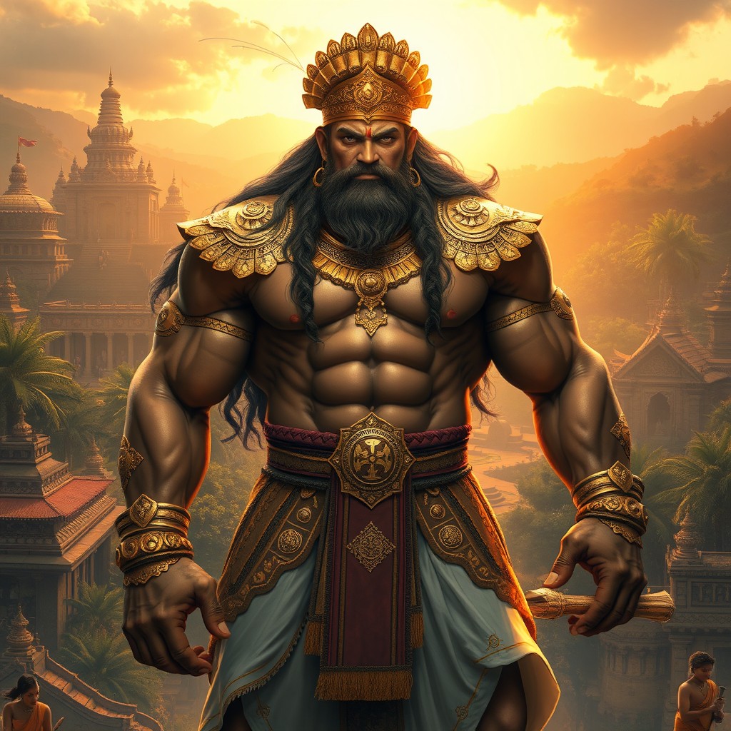 A striking portrayal of Nandimithra, the legendary giant of King Dutugemunu from ancient Sri Lanka
