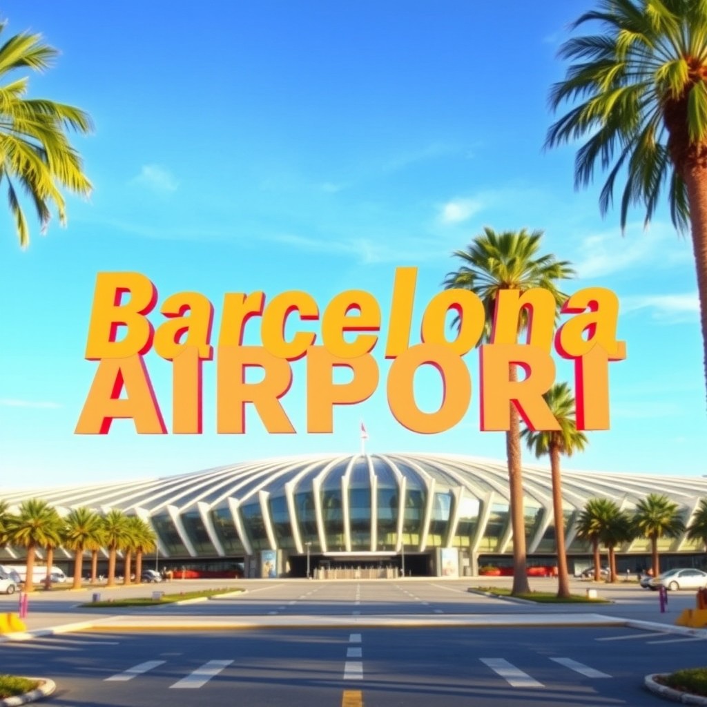 A stunning thumbnail of Barcelona Airport, featuring an attractive and vibrant background that captures the essence of the city