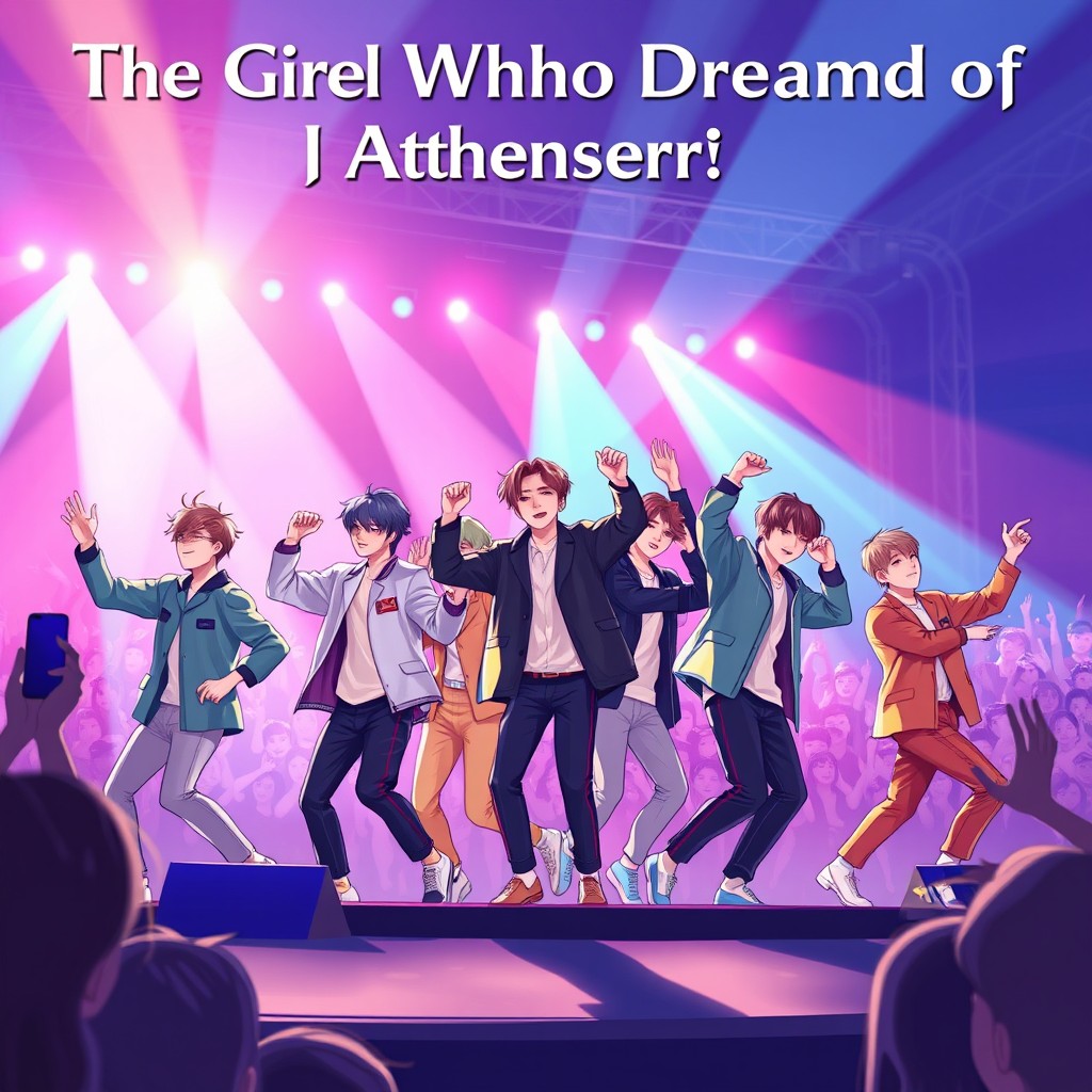 A full cover illustration for a short story titled 'The Girl Who Dreamed of Attending a Concert'