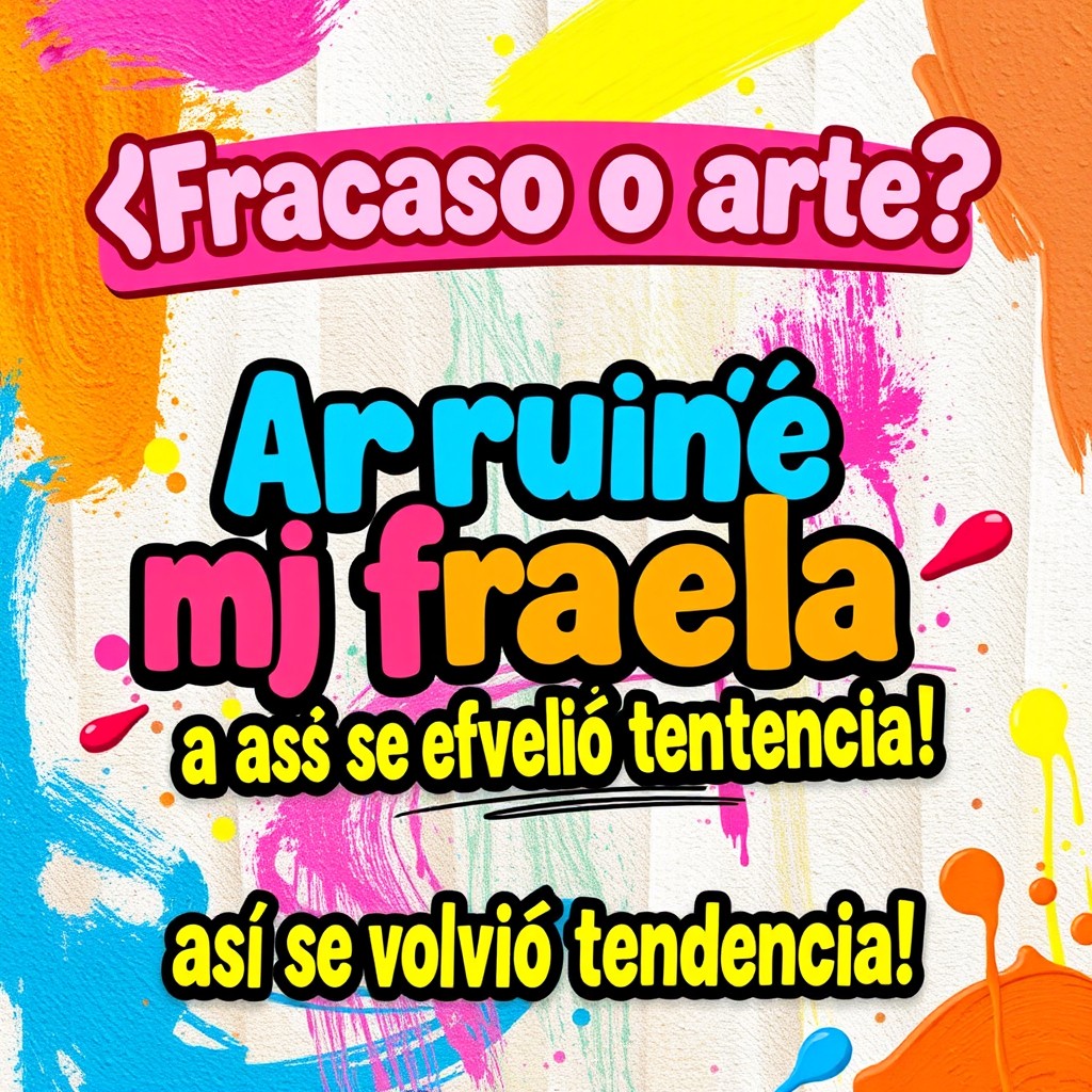A vibrant and eye-catching thumbnail for a video titled '¿Fracaso o arte? ¡Arruiné mi franela en vivo y así se volvió tendencia!'