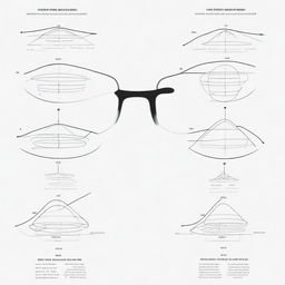 An image showcasing the scientific principles behind optical glasses, demonstrating the concept of refraction, lens shapes, and the human eye perception.