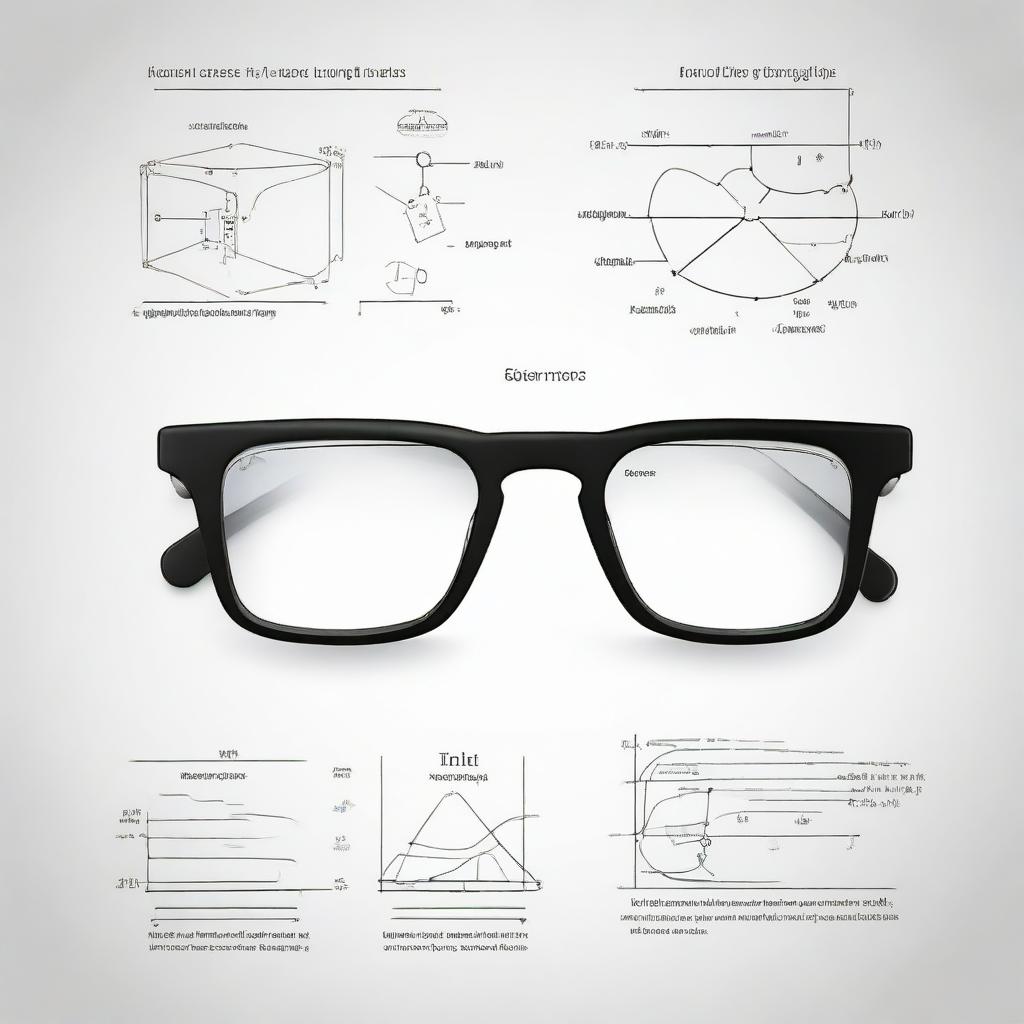 An image showcasing the scientific principles behind optical glasses, demonstrating the concept of refraction, lens shapes, and the human eye perception.