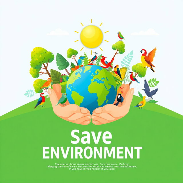 A vibrant digital poster promoting environmental awareness with the message 'Save Environment'
