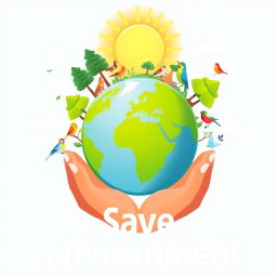 A vibrant digital poster promoting environmental awareness with the message 'Save Environment'